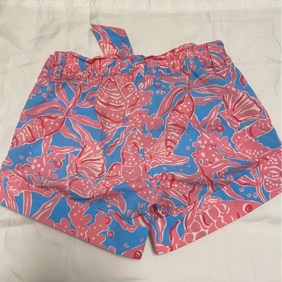 LILLY Pulitzer Girls Shorts Button Tab Blue Pink Crabs Lobsters Fish Ocean Sea - Picture 4 of 11